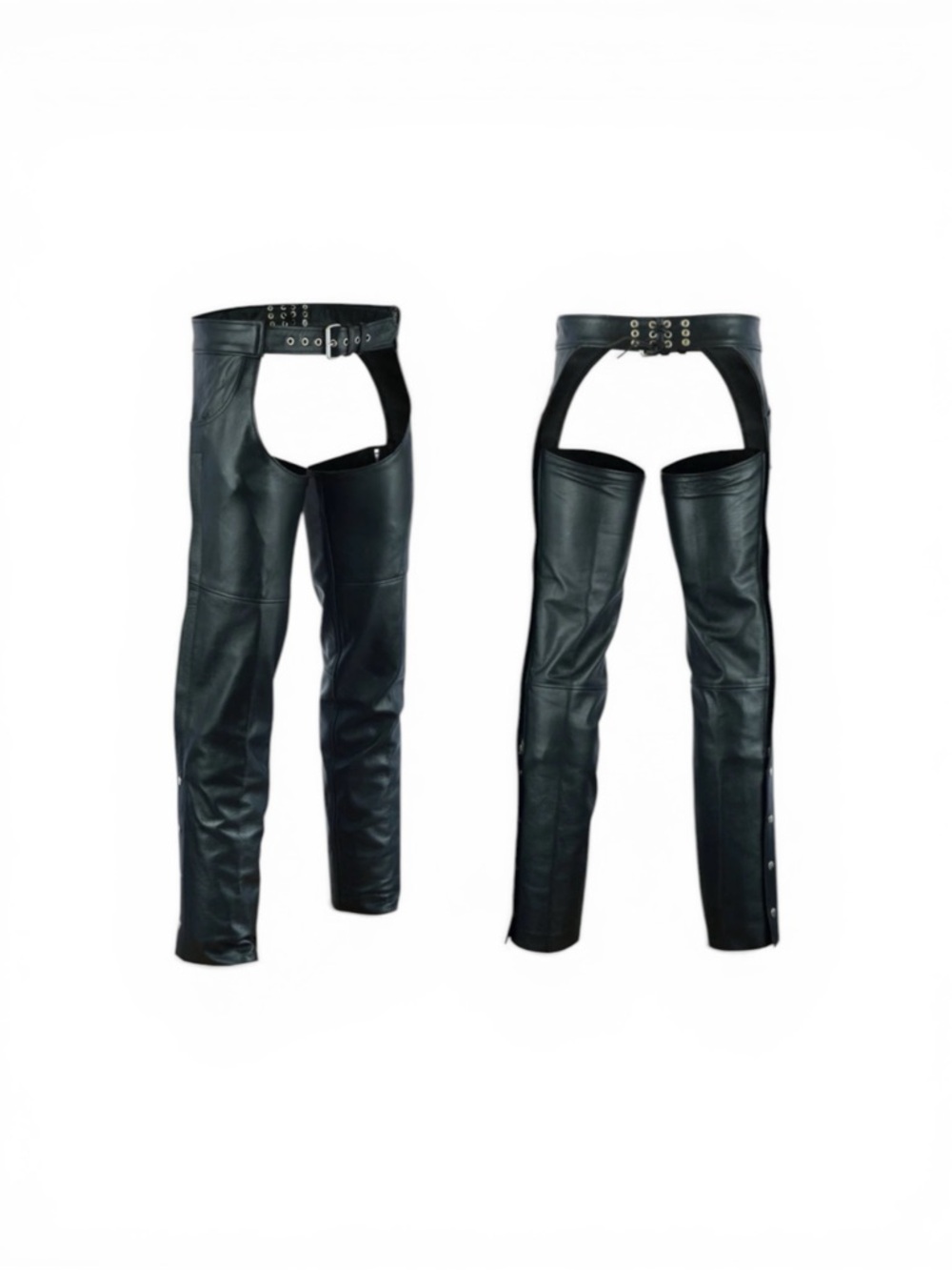 Interstate Black Leather Motorcycle Chaps